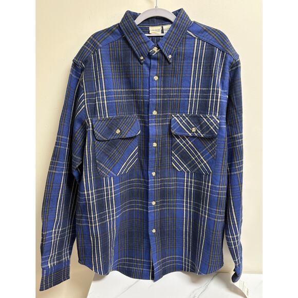 Lakentrail Men’s Blue Plaid Flannel Button Down Shirt Size M Vintage NWT - Picture 1 of 5